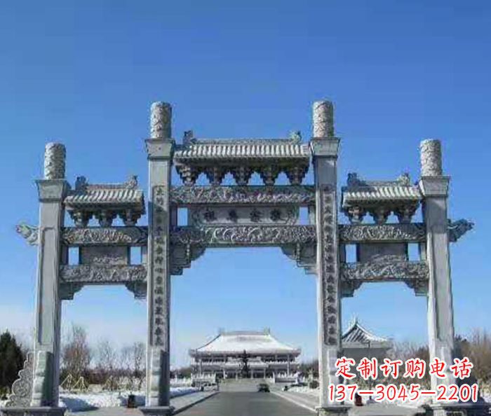 武汉仿古三门石牌坊 (2)