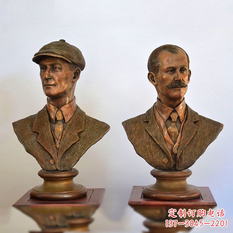 武汉飞机发明者莱特兄弟仿真头像雕塑摆件