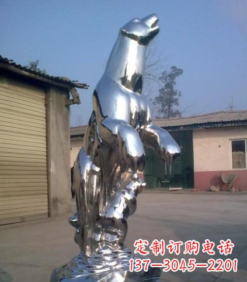 武汉公园不锈钢抽象北极熊动物雕塑