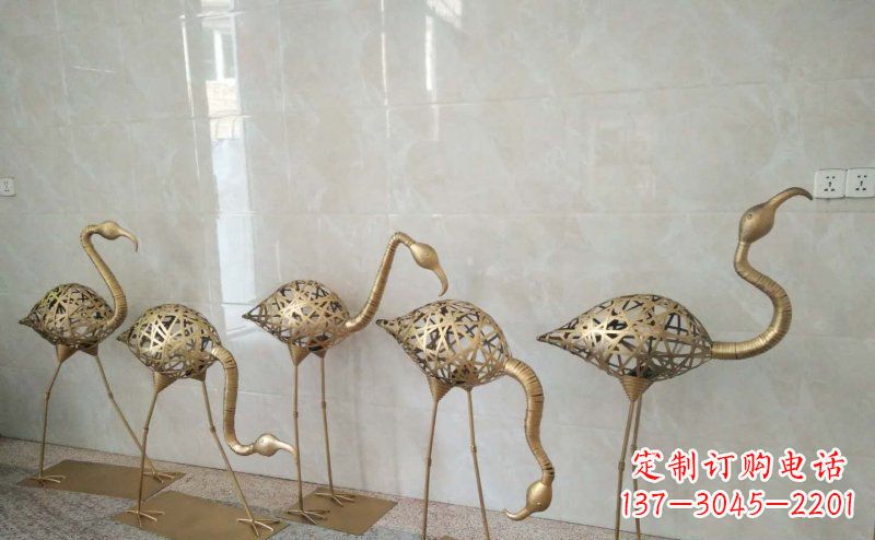 武汉不锈钢抽象火烈鸟动物雕塑