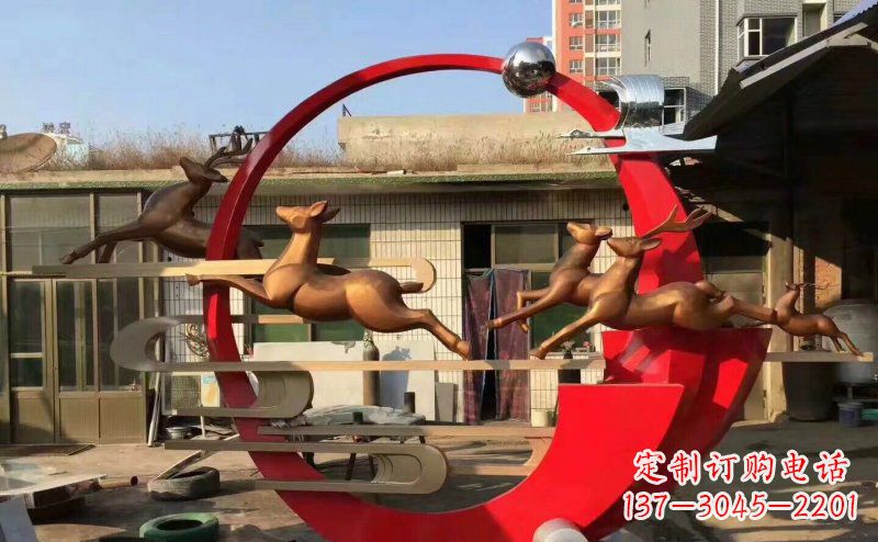 武汉梅花鹿不锈钢雕塑引人瞩目的审美观赏
