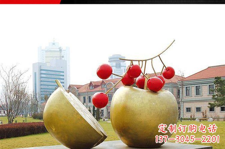 武汉公园不锈钢苹果樱桃雕塑