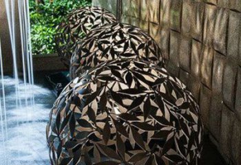 武汉不锈钢树叶镂空球景观雕塑