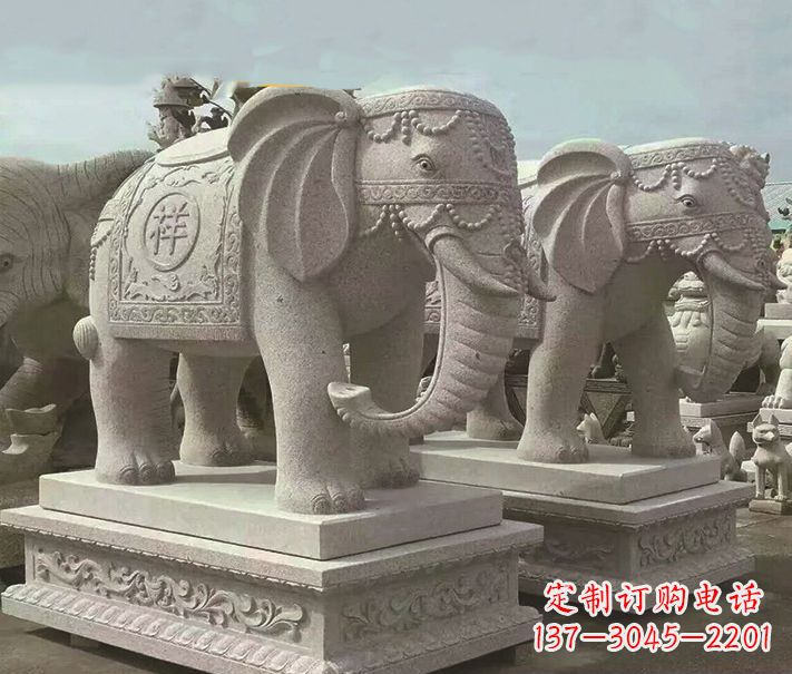 武汉公园大理石大象动物石雕 (3)