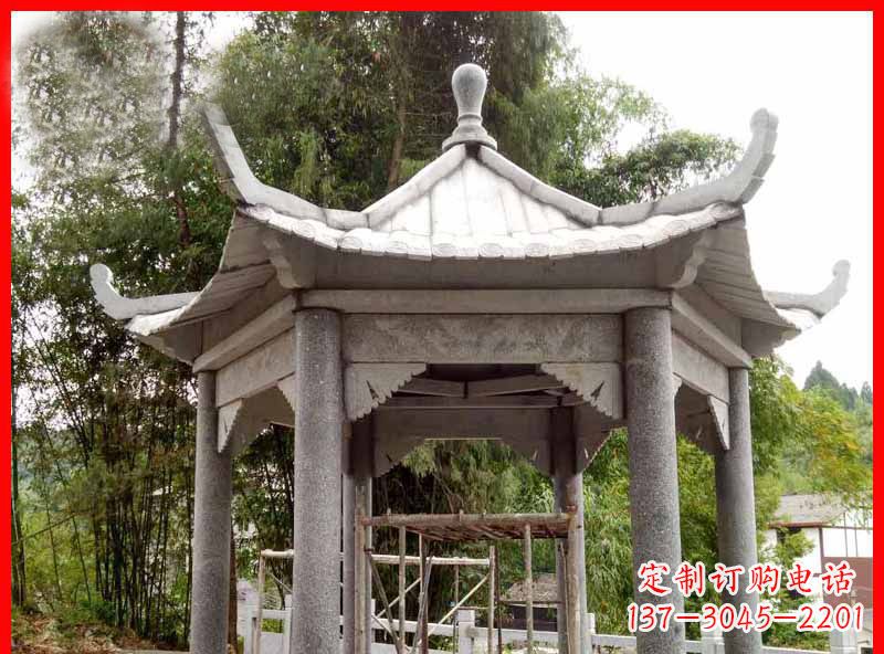 武汉复古公园石凉亭雕塑