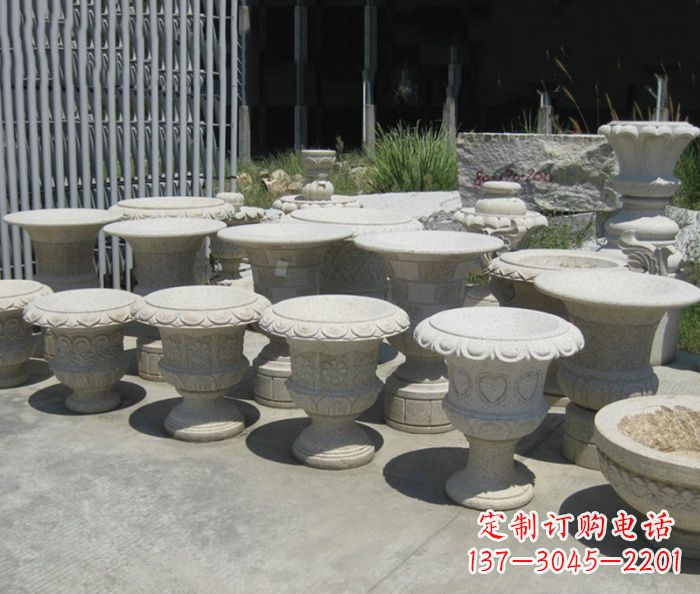 武汉大理石花盆石雕艺术品