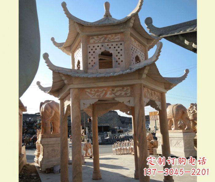 武汉中式双层石雕凉亭