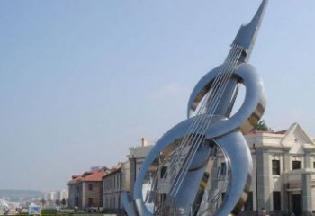 武汉经典音乐雕塑：不锈钢大提琴