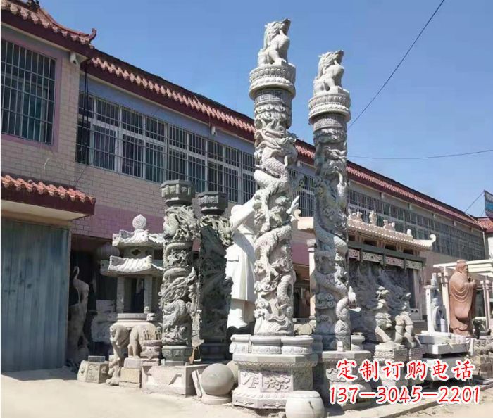 武汉广场景观大理石龙柱石雕_1