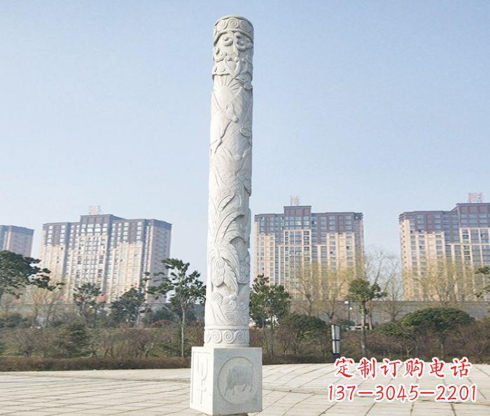 武汉广场景观大理石龙柱石雕_2 (2)
