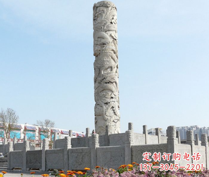 武汉广场景观大理石龙柱石雕_1 (2)