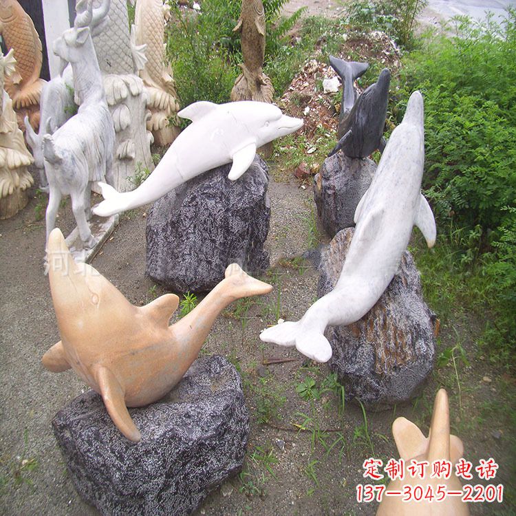 武汉海豚石雕塑，纯手工定制精美艺术品