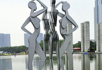 武汉优雅的不锈钢情侣跳舞雕塑