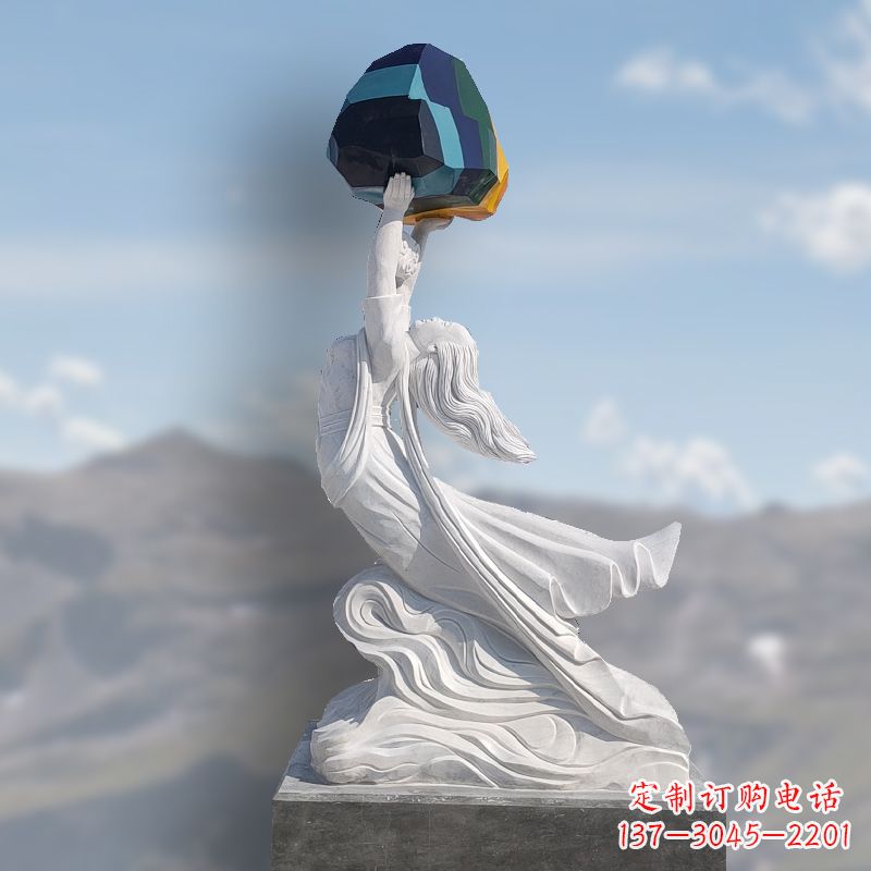 武汉领雕塑精美雕刻的女娲补天石雕塑