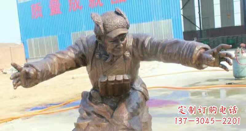 武汉荣耀时刻,纪念经典——黄继光校园英雄人物铜雕