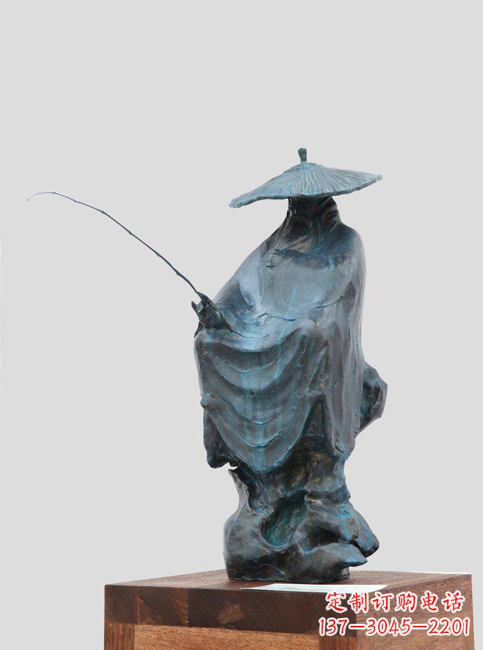 武汉姜太公钓鱼古代名人铜雕