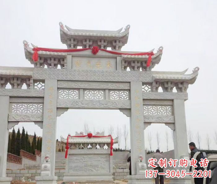武汉景区三门牌坊石雕 (14)
