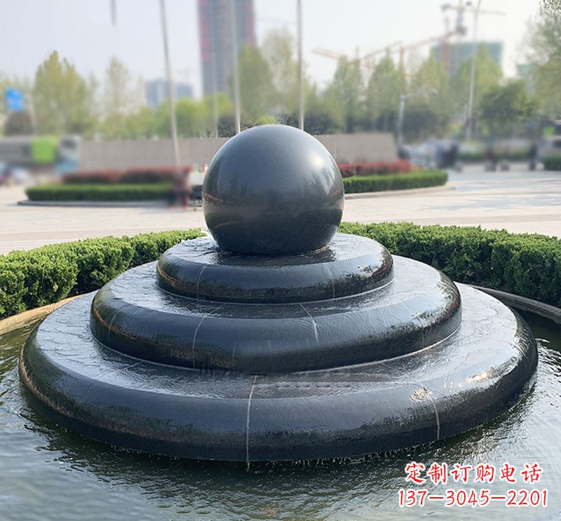 武汉临沂石雕风水球喷泉,雕塑定制专属于您