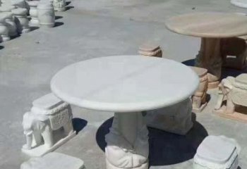 武汉百变汉白玉圆形石桌凳，让家居更具格调
