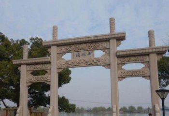 武汉景区三门古典牌坊石雕