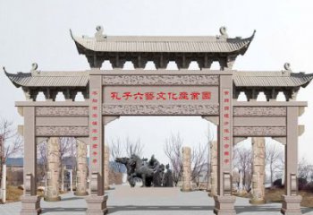 武汉景区三门石雕牌坊-高质美观可靠的雕塑装置