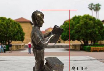 武汉铜雕少年，看书的小男孩雕塑