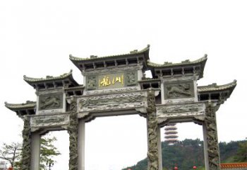 武汉龙山景区大型石头雕塑牌楼，定制之选