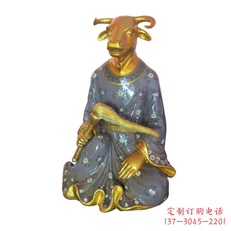 武汉牛-玻璃钢彩绘生肖雕塑