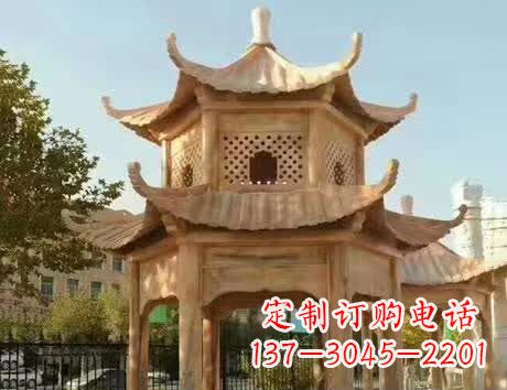 武汉石雕小区景观双层凉亭