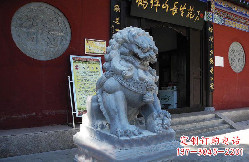 武汉石狮子寺庙门口石雕