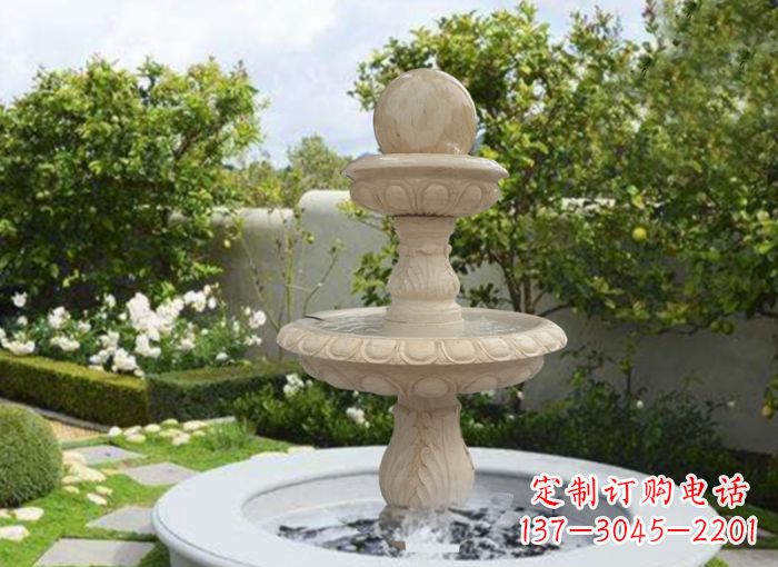 武汉双层风水球喷泉别墅石雕