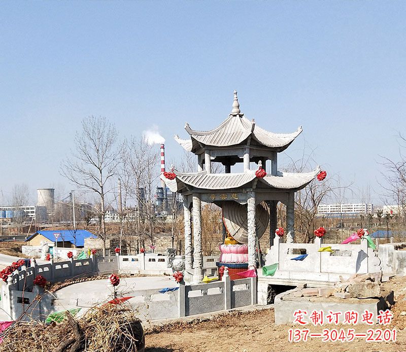 武汉双层石凉亭石雕 (2)
