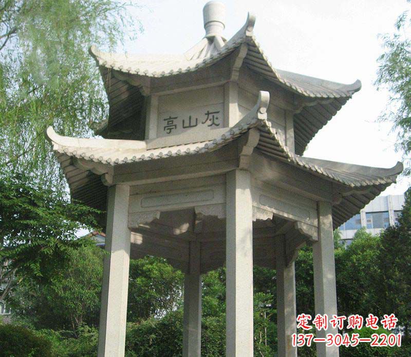 武汉双层石凉亭石雕