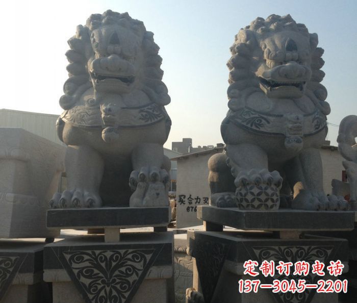 武汉寺庙景观仿古石狮子 (2)