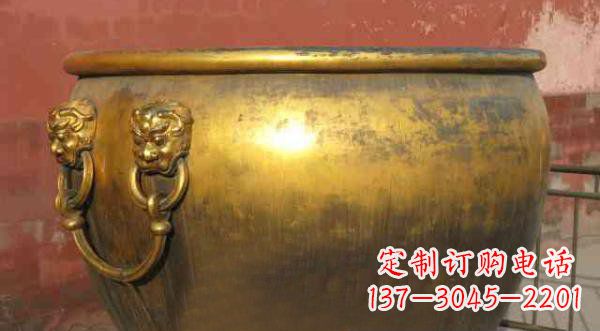武汉寺庙水缸铜雕 (2)