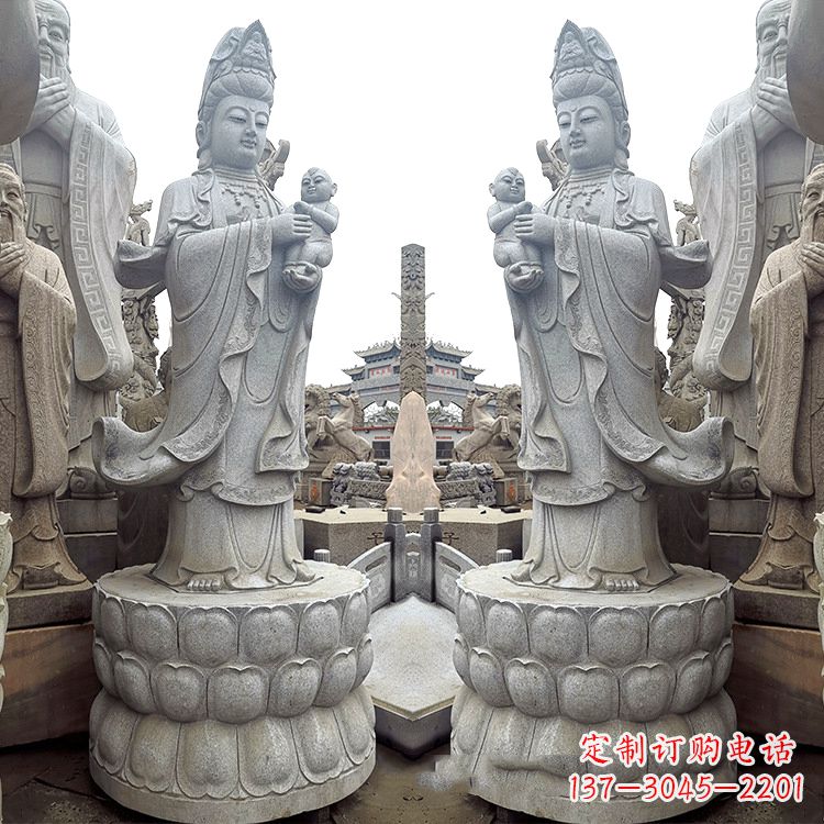 武汉送子观音青石雕塑