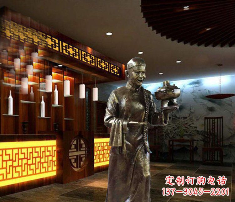 武汉铜雕店小二小品人物雕塑