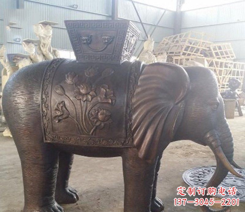 武汉铜雕吉祥大象园林动物摆件
