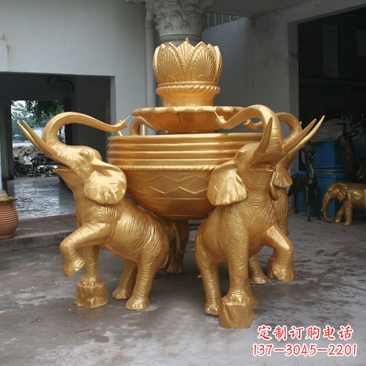 武汉铜雕喷水大象雕塑