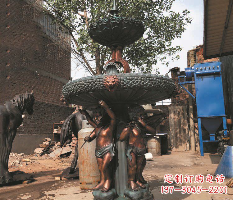 武汉铜雕西方人物喷泉景观雕塑