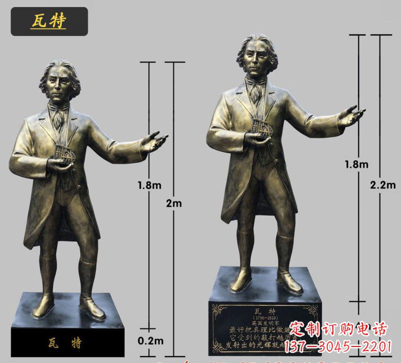 武汉瓦特铜雕像