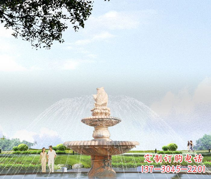 武汉晚霞红多层大型石雕喷泉 (4)