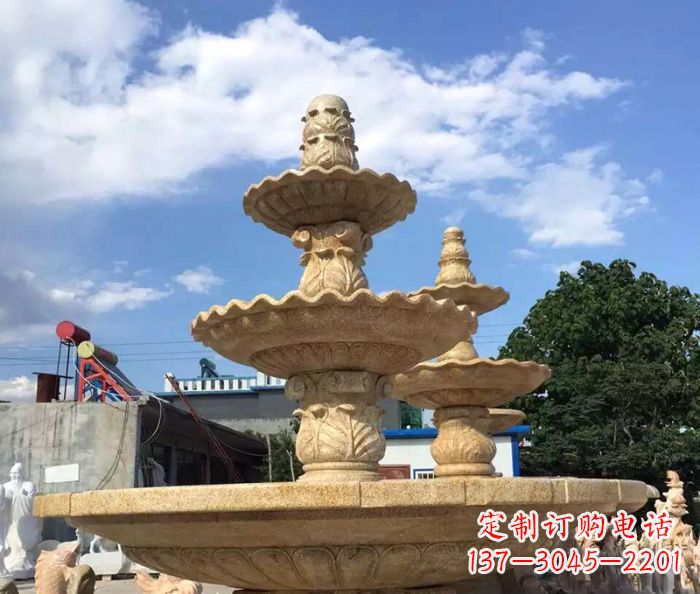 武汉晚霞红多层喷泉石雕