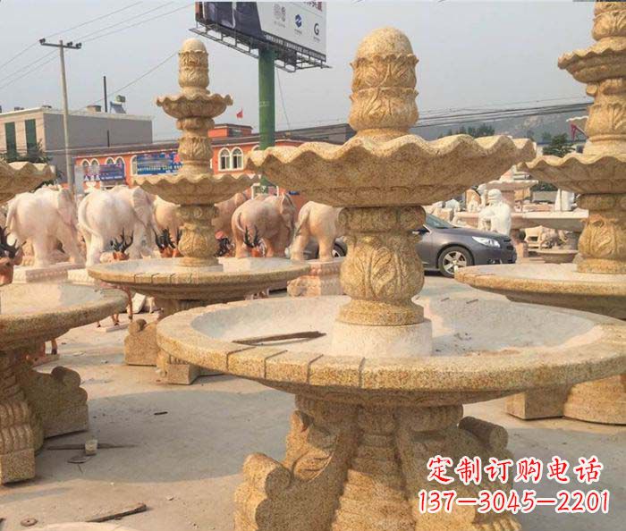 武汉晚霞红多层大型石雕喷泉