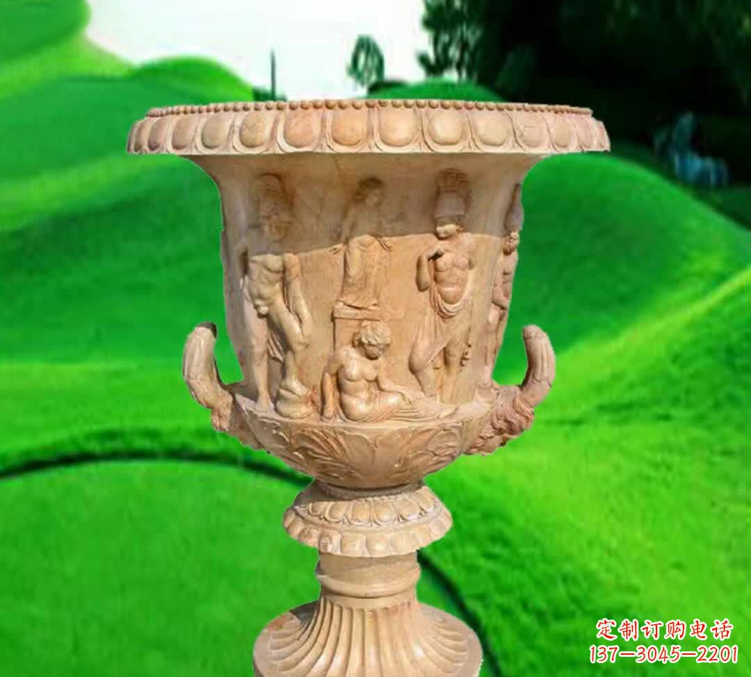 武汉晚霞红欧式花盆石雕