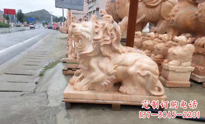 武汉晚霞红狮子雕塑
