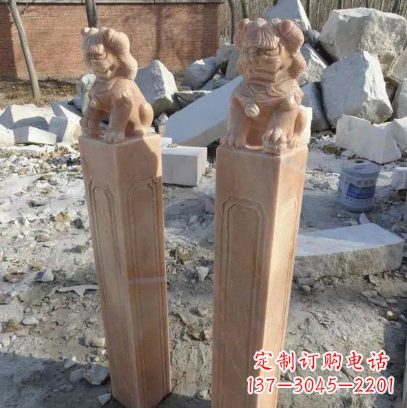 武汉晚霞红狮子拴马桩