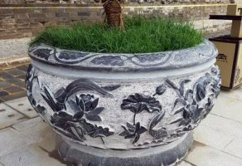 武汉青石仿古风格的花盆雕塑