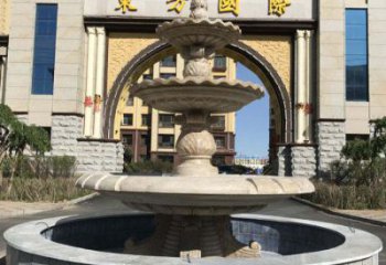 武汉三层欧式喷泉石雕，为小区增添质感