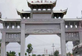武汉中领雕塑-三门牌坊大理石石雕